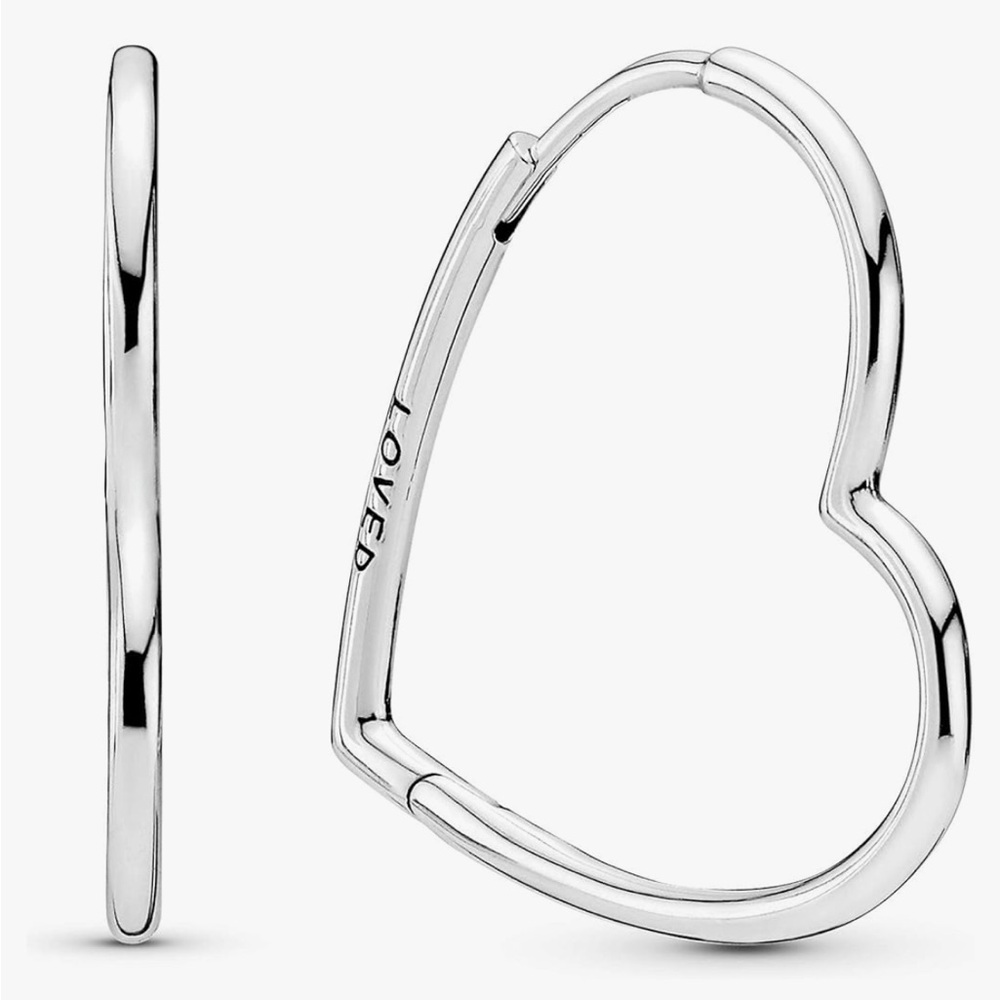 Silver Heart Hoop Earrings